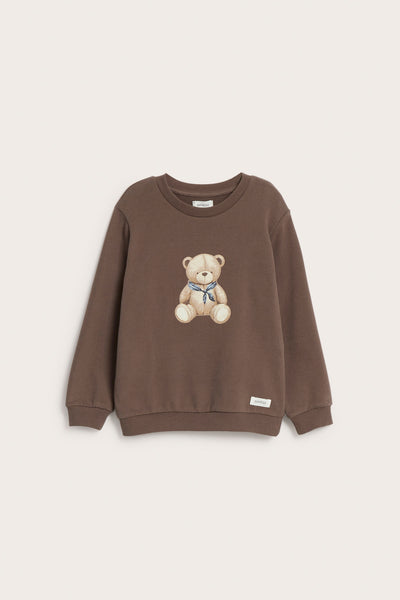 Kids brown sweatshirt with teddy bear detail