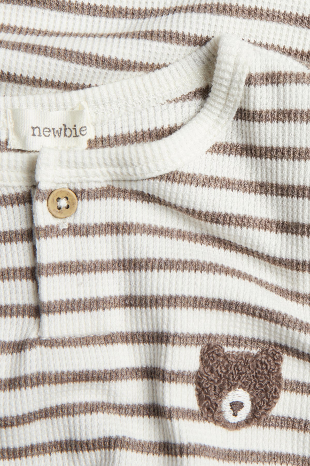 Kids white & brown striped jumper with teddy bear