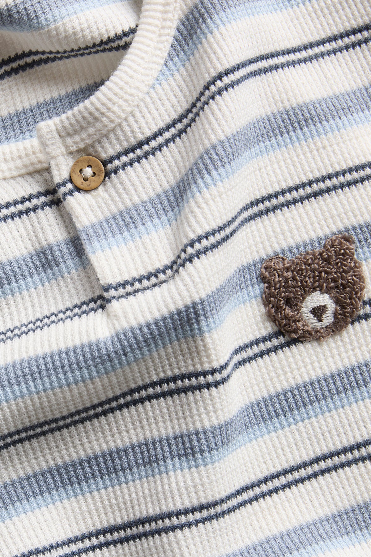 Kids white & blue jumper with embroidered teddy bear