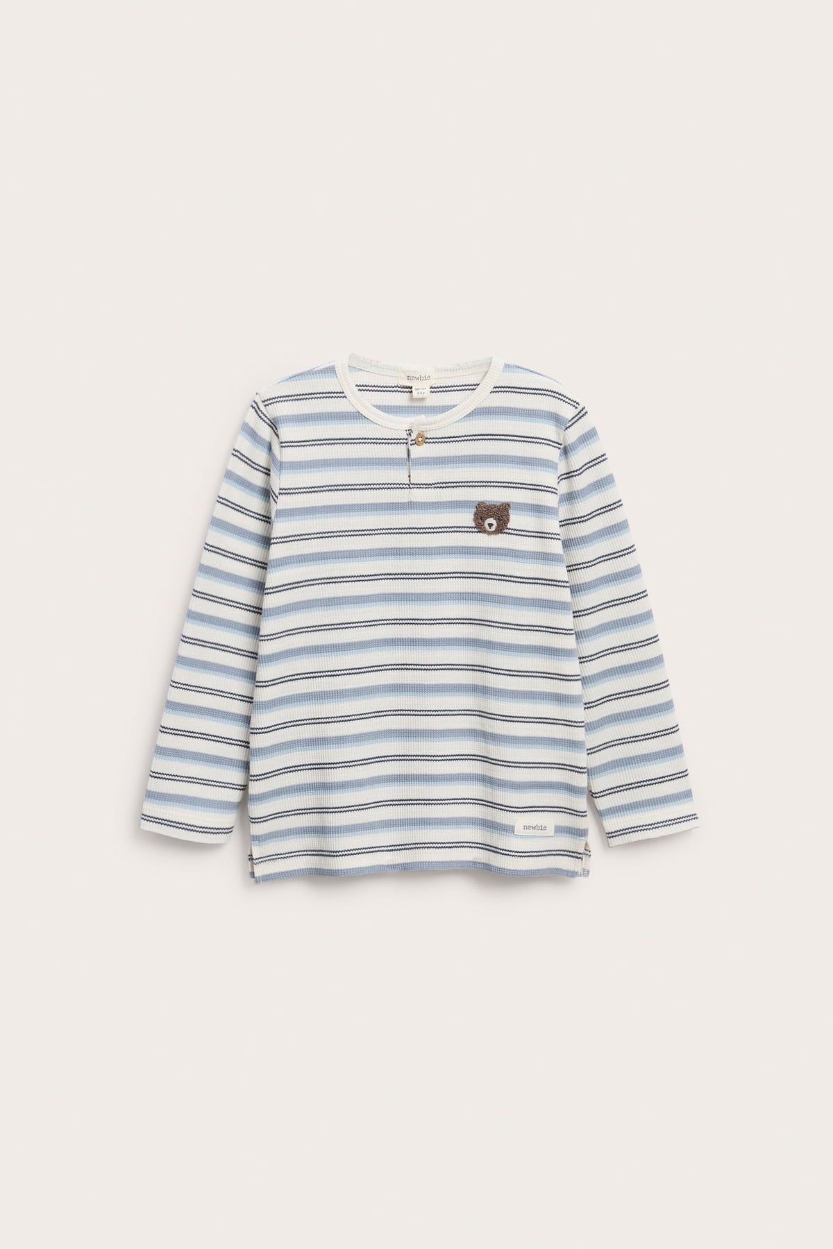 Kids white & blue jumper with embroidered teddy bear