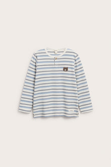 Kids white & blue jumper with embroidered teddy bear