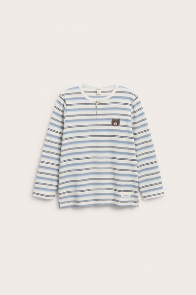 Kids white & blue jumper with embroidered teddy bear