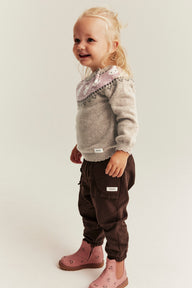 Baby beige knitted wool jumper with rabbits