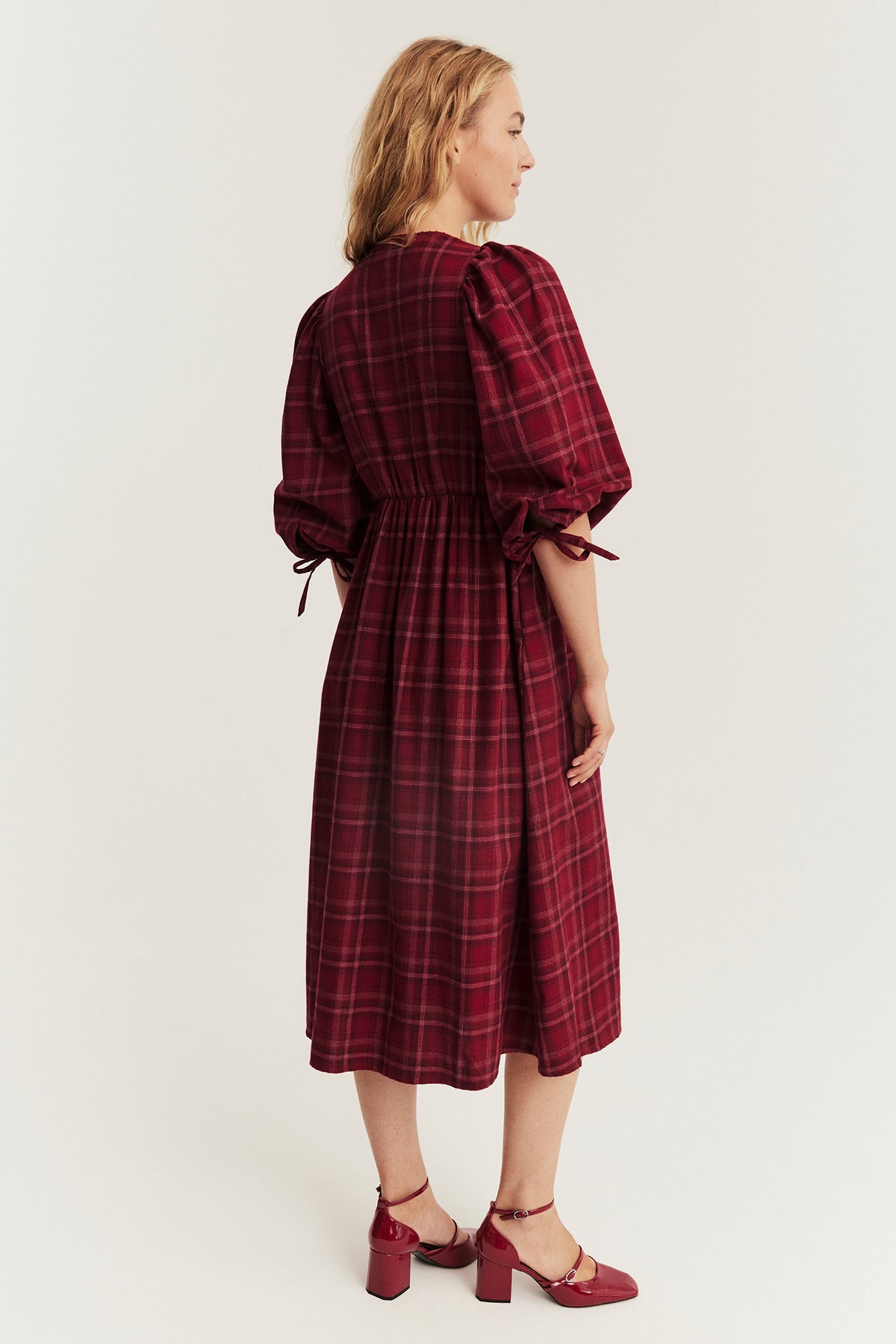 Women's red checked Christmas dress