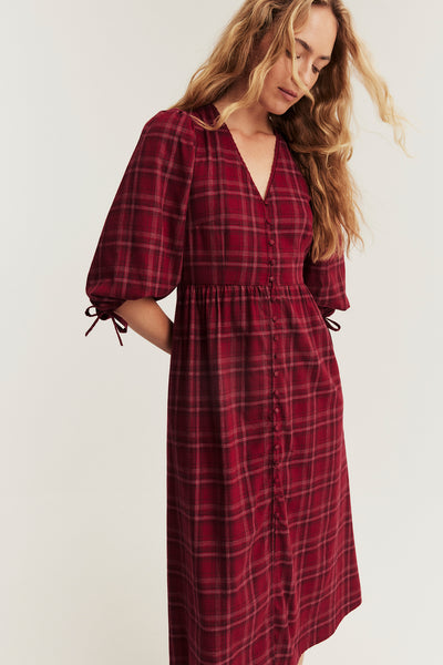 Women's red checked Christmas dress