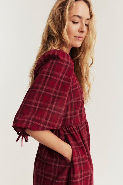Women's red checked Christmas dress