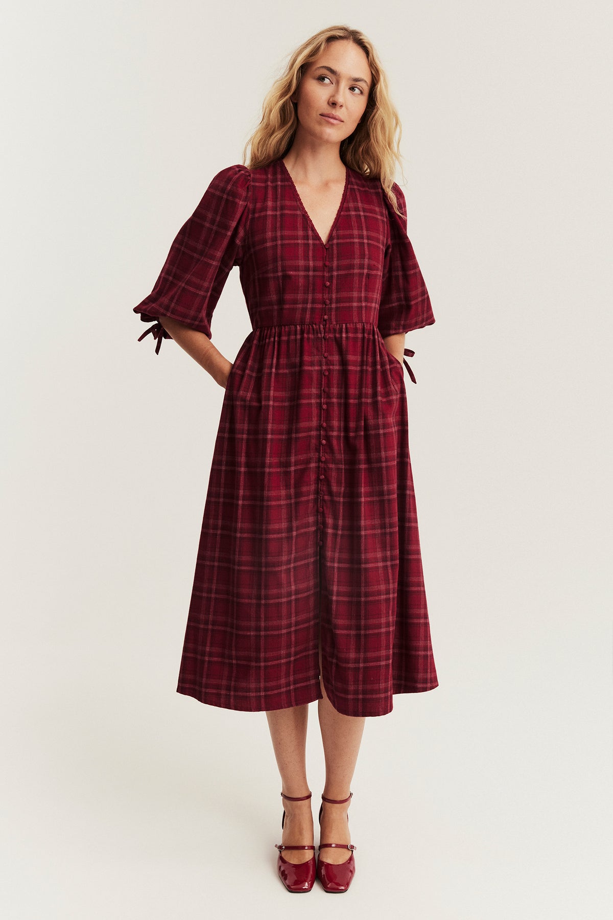 Women's red checked Christmas dress