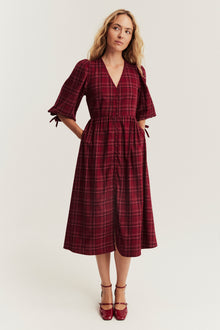 Women's red checked Christmas dress