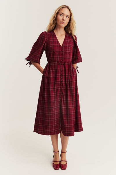 Women's red checked Christmas dress