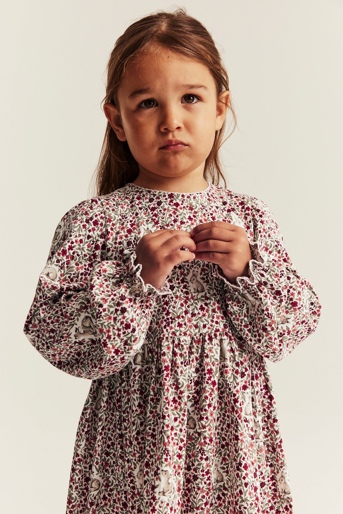 Kids red & white floral Christmas dress with lace