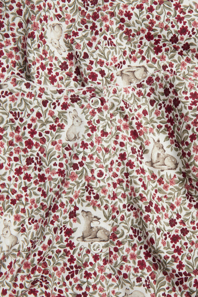 Kids red & white floral Christmas dress with lace