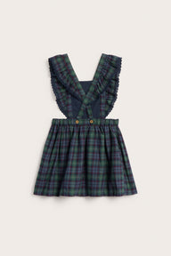 Kids blue & green checked pinafore dress