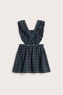Kids blue & green checked pinafore dress