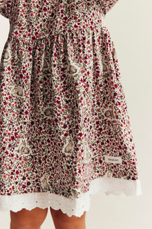 Baby red & white floral Christmas dress with lace