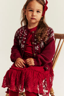 Kids red jacquard Christmas cardigan