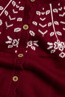 Kids red jacquard Christmas cardigan