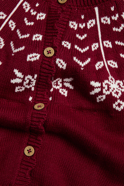 Kids red jacquard Christmas cardigan