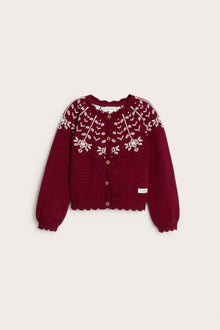 Kids red jacquard Christmas cardigan