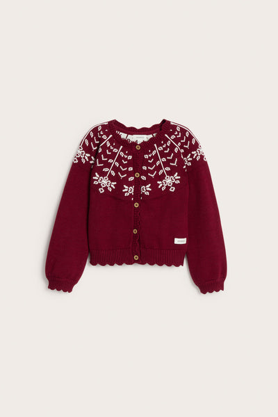 Kids red jacquard Christmas cardigan