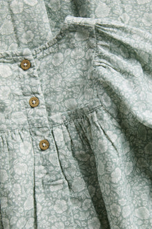 Baby turquoise floral dress with puff sleeves
