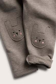 Baby brown leggings with rabbit details