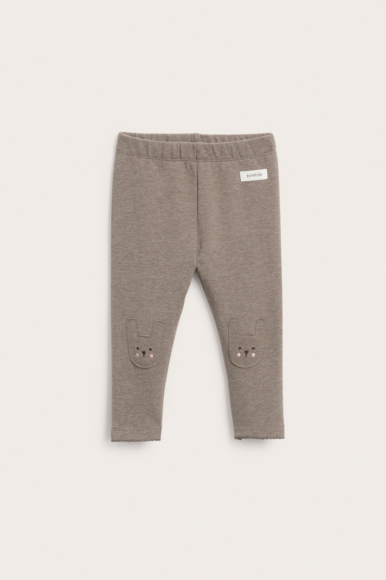 Baby brown leggings with rabbit details
