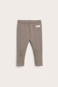 Baby brown leggings with rabbit details