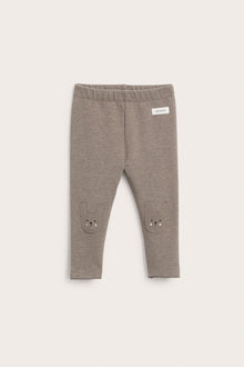 Baby brown leggings with rabbit details