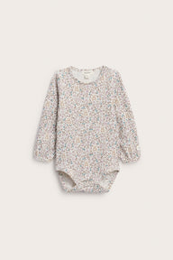 Baby white teddy bear floral bodysuit