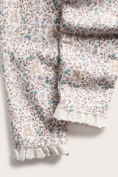 Baby white floral leggings with lace edging