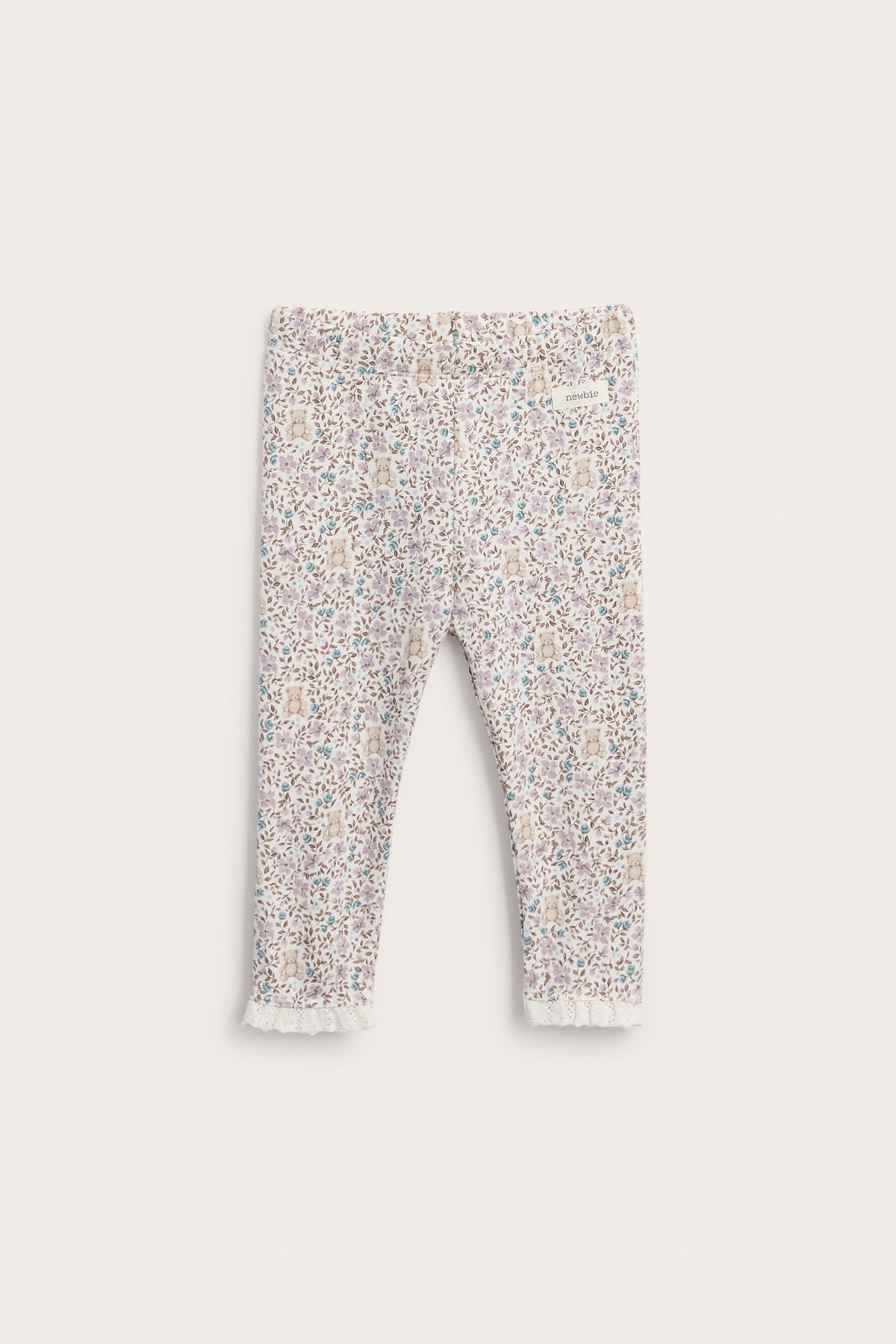 Baby white floral leggings with lace edging
