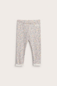 Baby white floral leggings with lace edging