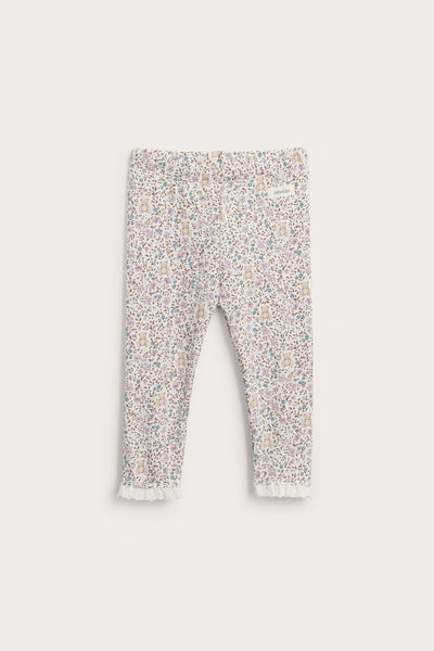 Baby white floral leggings with lace edging