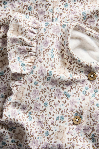 Baby white floral jumpsuit with frills