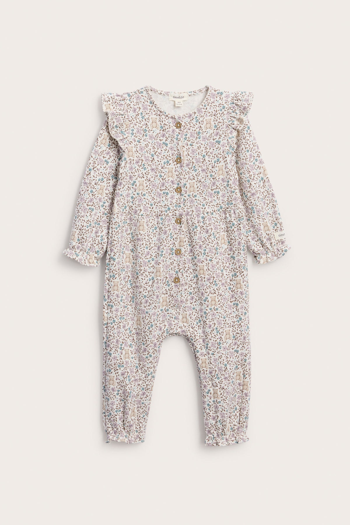 Baby white floral jumpsuit with frills