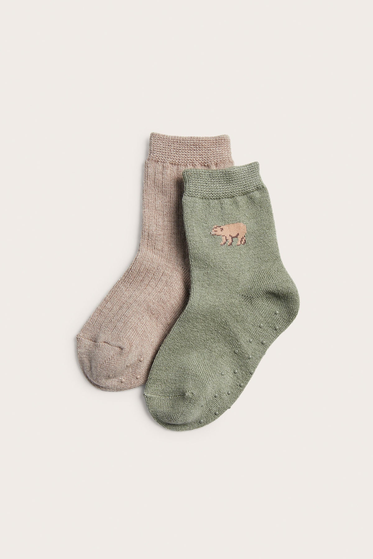 Kids brown & green wool-blend socks (2-pack)