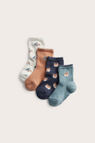 Baby socks with fox print (4-pack)