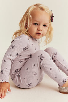 Baby purple floral ribbed bodysuit