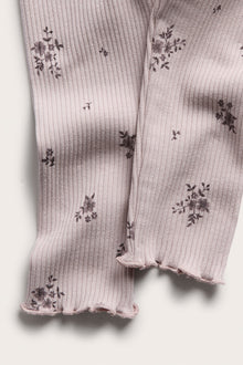Baby purple floral ribbed leggings