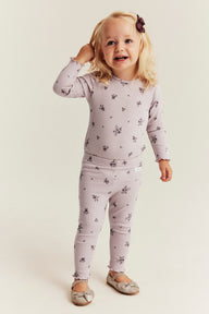 Baby purple floral ribbed leggings