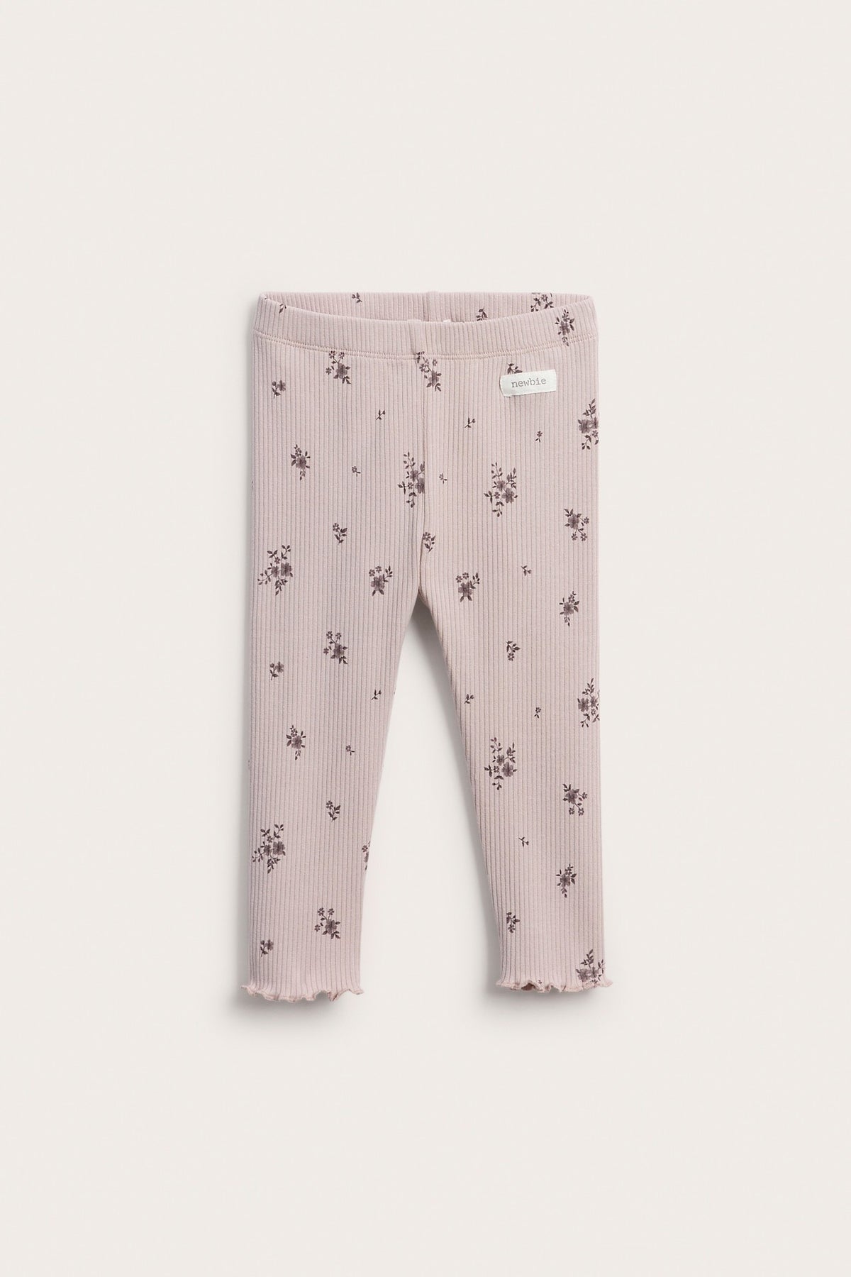 Baby purple floral ribbed leggings