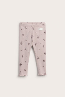 Baby purple floral ribbed leggings