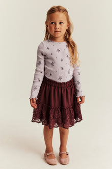 Kids lilac ribbed floral top