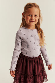 Kids lilac ribbed floral top