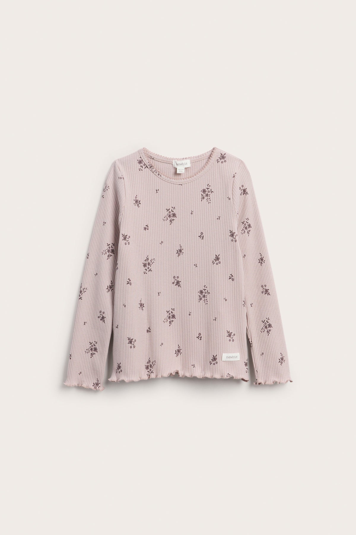 Kids lilac ribbed floral top
