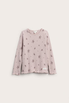 Kids lilac ribbed floral top