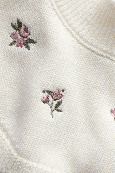 Baby & Kids white floral knitted polo neck