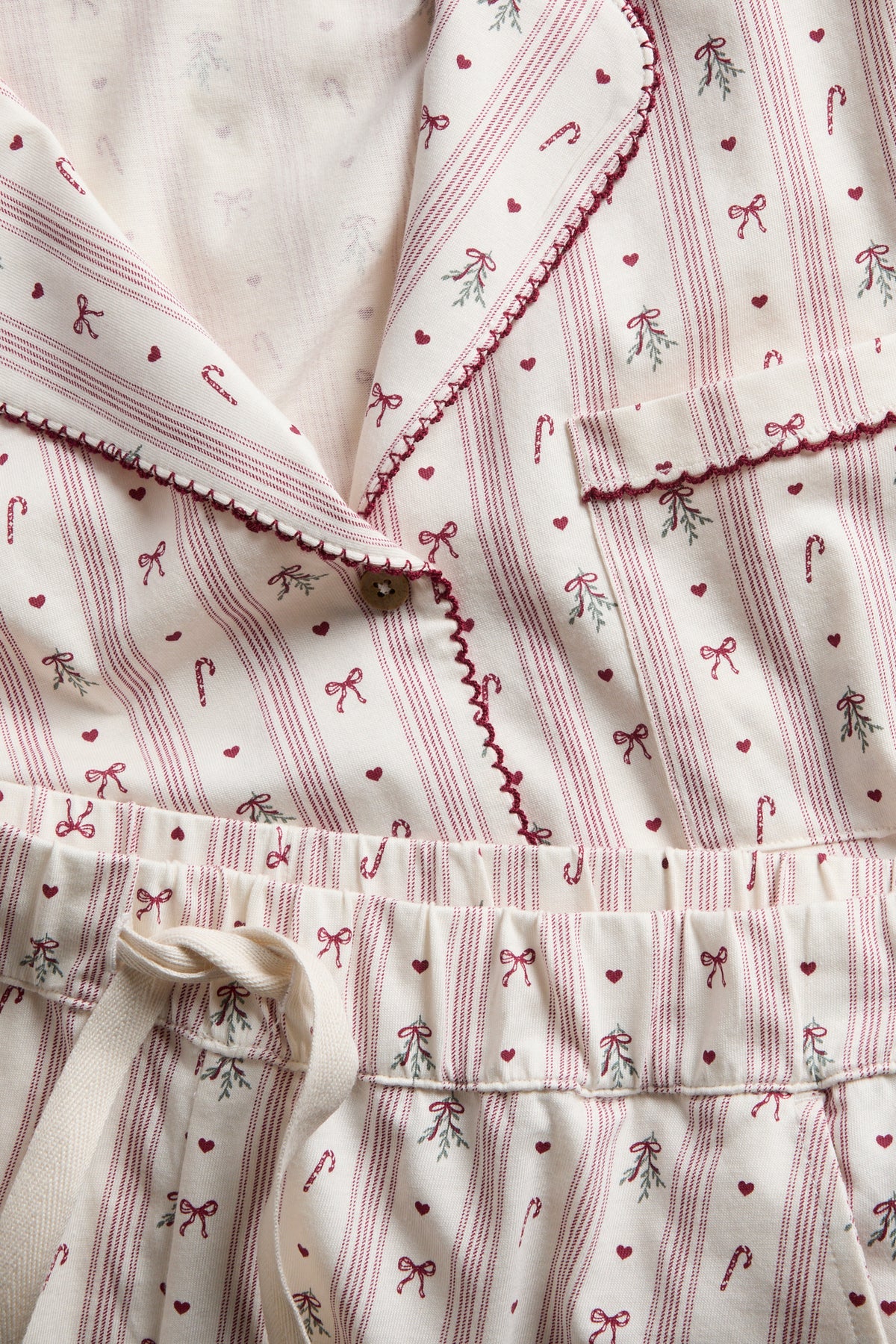 Women's white & red long-sleeve Christmas pyjamas