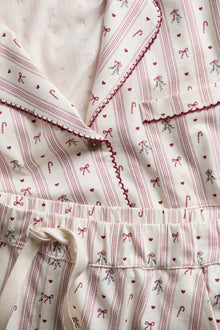 Women's white & red long-sleeve Christmas pyjamas