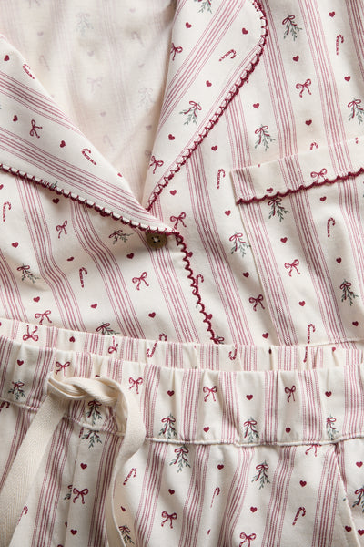 Women's white & red long-sleeve Christmas pyjamas
